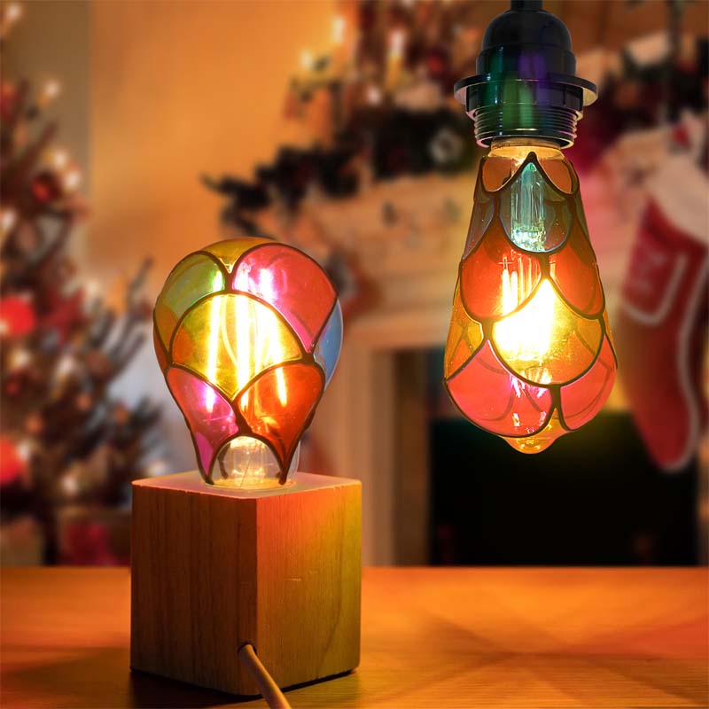 Handmålad DIY Färgglad Dekorativ Glödlampa – Festligt LED Varmt Ljus 💡🎨