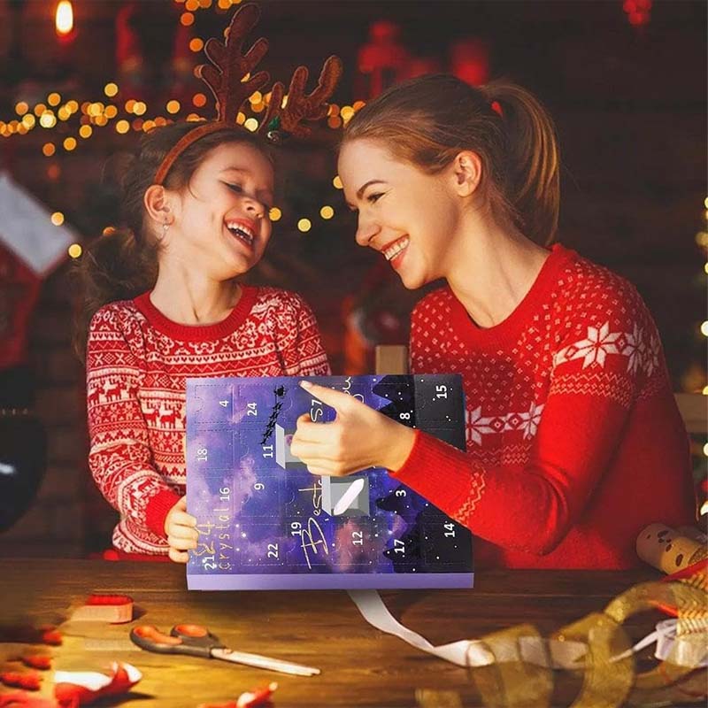 Ensemble de pierres de guérison en cristal du calendrier de l'Avent