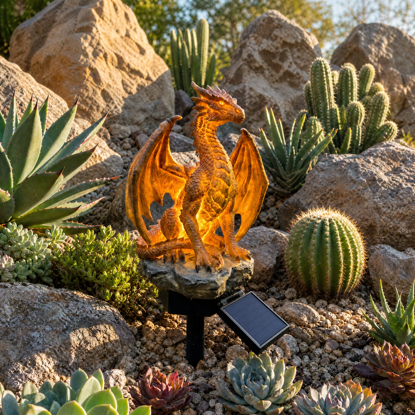 🐉✨Lampe Solaire Dragon Golden Ember – Décoration de Jardin LED Effet Braise pour Terrasse, Balcon et Massif