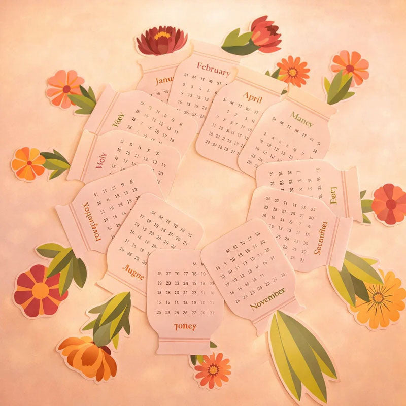 Calendrier de bureau floral 2026