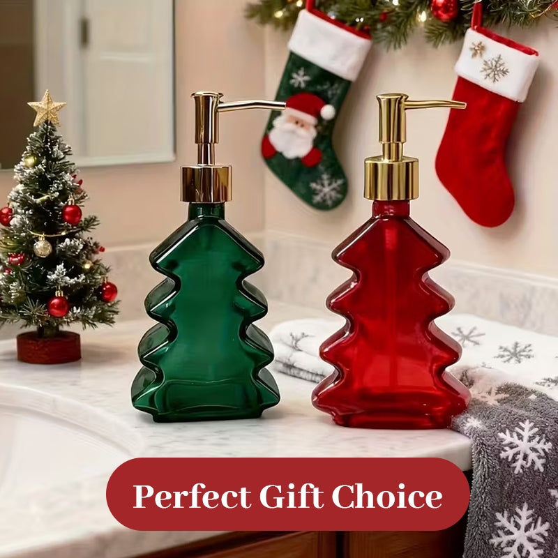 🎄 Distributeur de savon en verre en forme de sapin de Noël