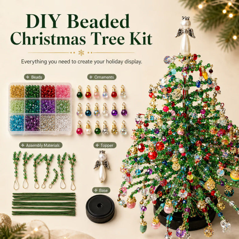 🎄Kit DIY Mini Sapin de Noël Perlé – Décoration Festive à Faire Soi-Même pour Table, Étagère & Cadeau de Noël
