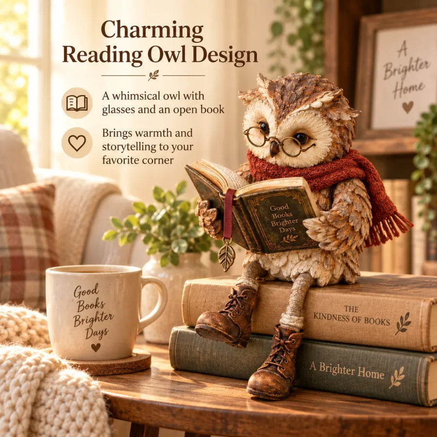 Figurine Chouette Lectrice – Décoration pour Bibliothèque & Coin Lecture