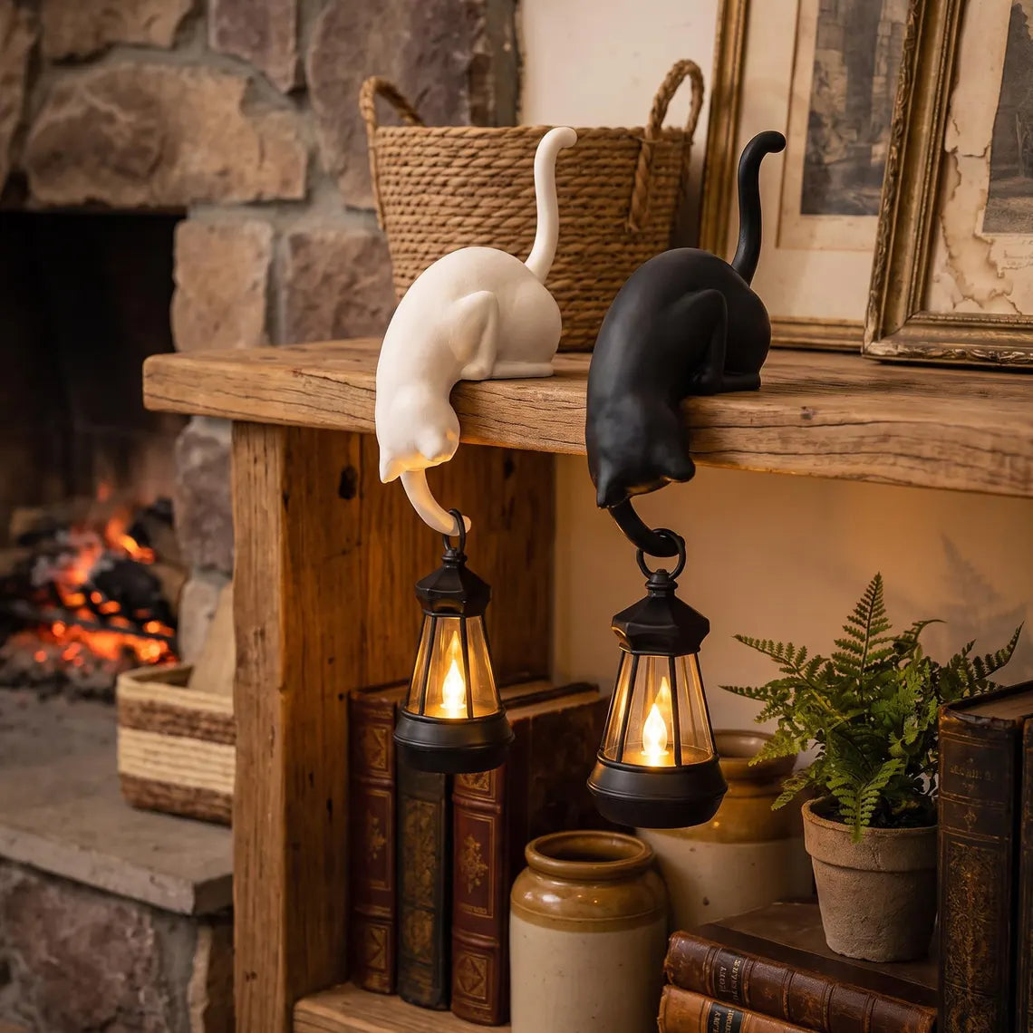 🐱 Chat Porte-Lanterne LED – Une Décoration Magique et Chaleureuse Pour Votre Maison