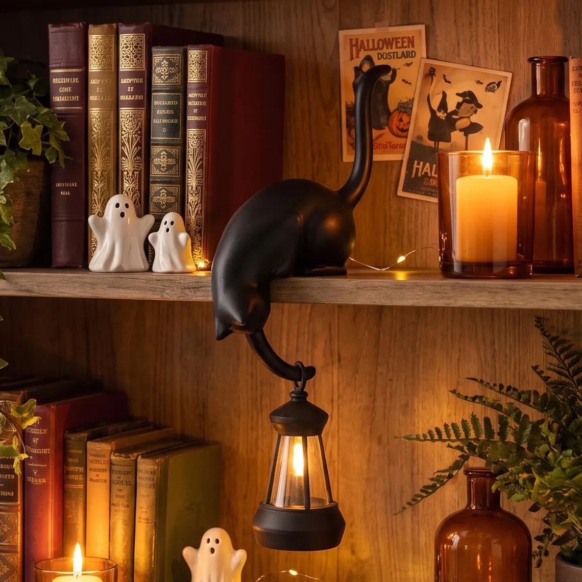 🐱 Chat Porte-Lanterne LED – Une Décoration Magique et Chaleureuse Pour Votre Maison