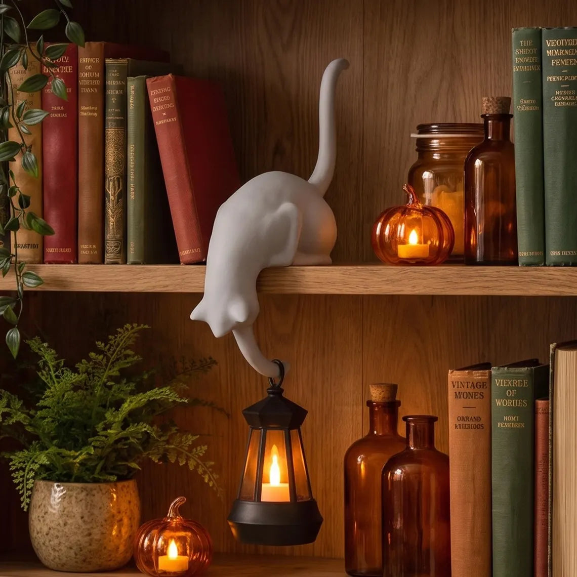 🐱 Chat Porte-Lanterne LED – Une Décoration Magique et Chaleureuse Pour Votre Maison