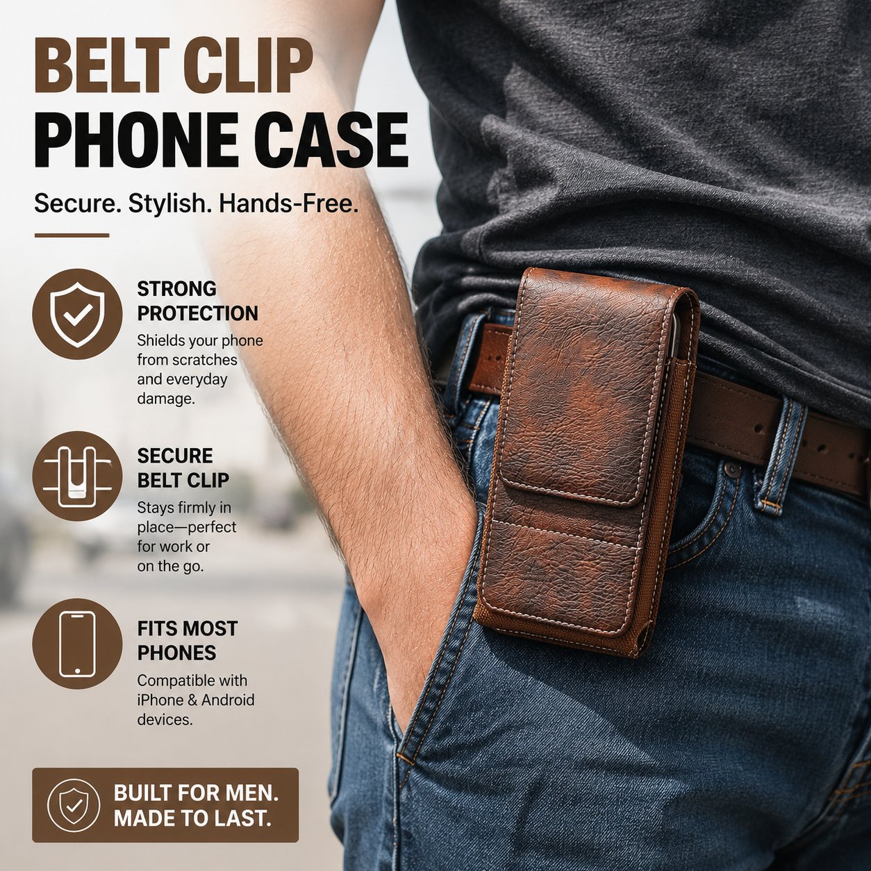Étui de Téléphone à Ceinture Magnétique – Clip Sécurisé & Porte-Cartes