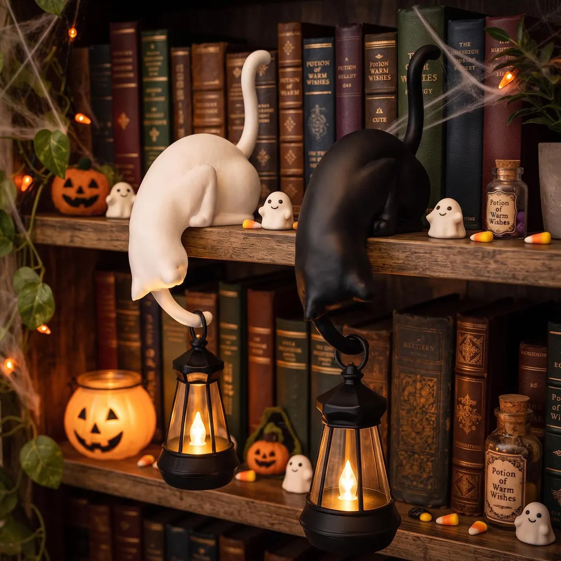 🐱 Chat Porte-Lanterne LED – Une Décoration Magique et Chaleureuse Pour Votre Maison