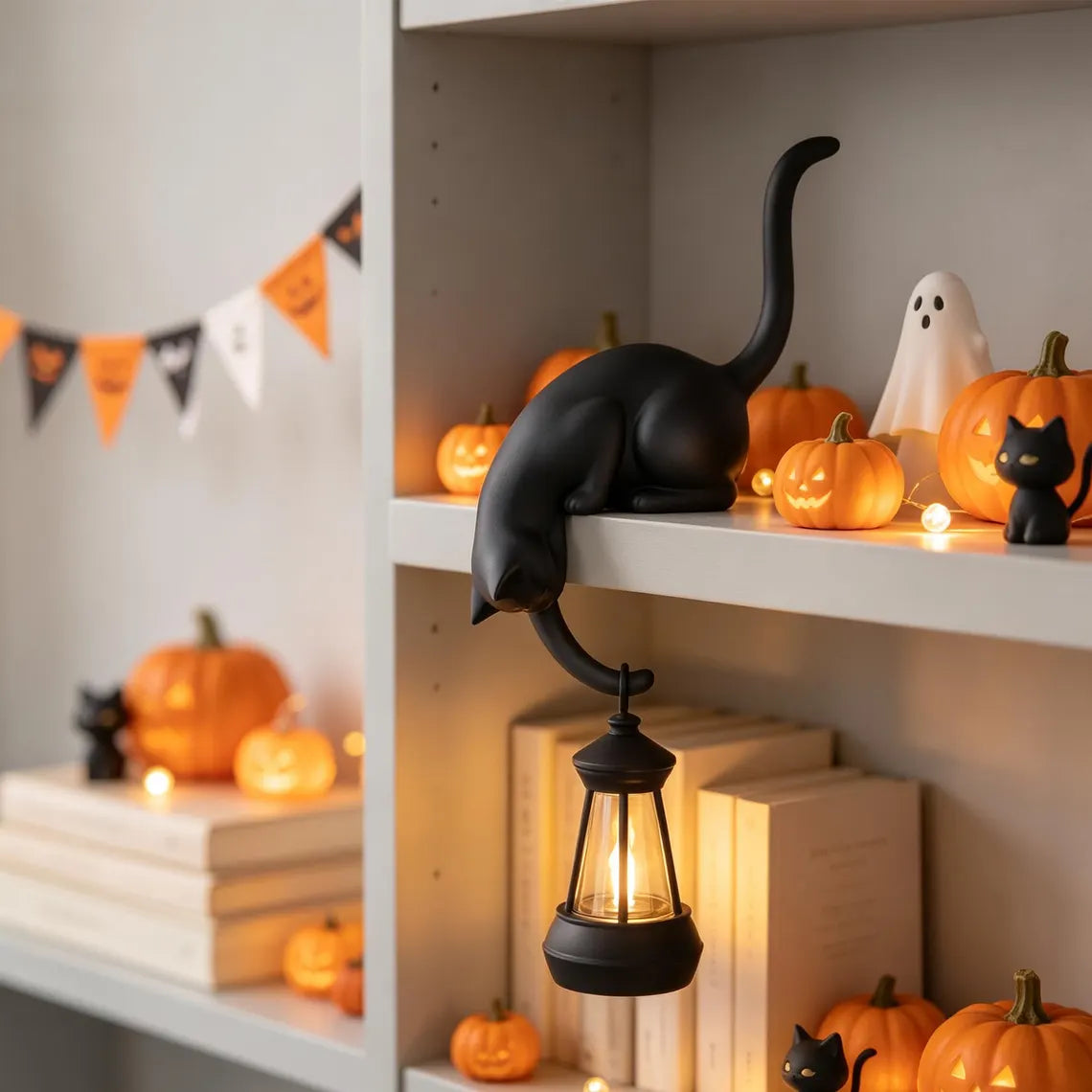 🐱 Chat Porte-Lanterne LED – Une Décoration Magique et Chaleureuse Pour Votre Maison