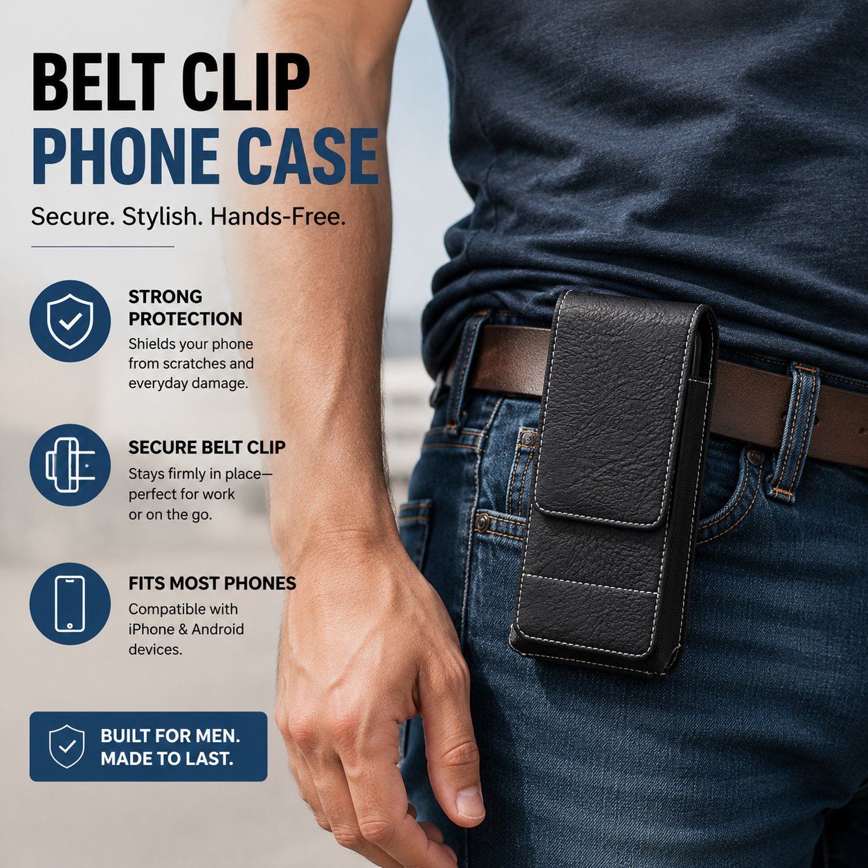 Étui de Téléphone à Ceinture Magnétique – Clip Sécurisé & Porte-Cartes