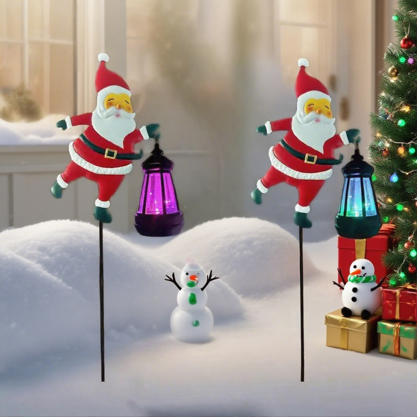 ⏰Lampe solaire de jardin en forme de Père Noël🎅🎄