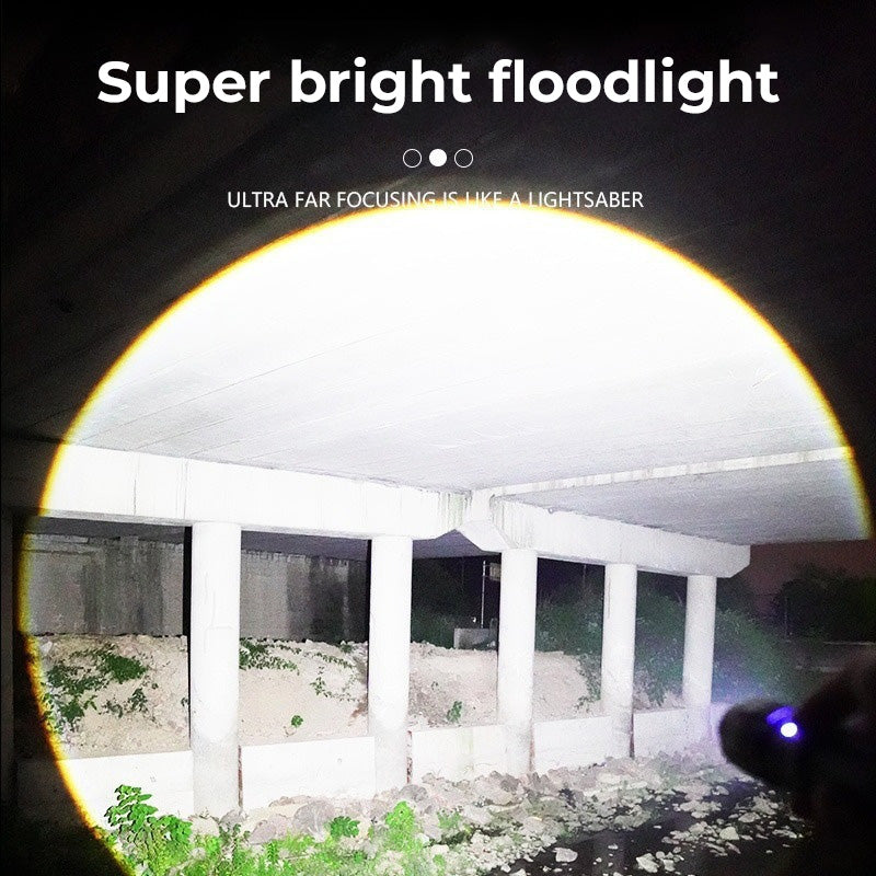 🔦 LED Vit Laserficklampa – Kraftfull Uppladdningsbar Arbets- och Utomhuslampa
