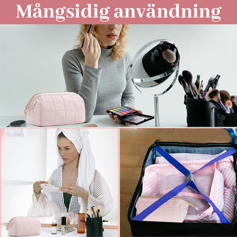 👜☁️ Mjukt & Portabelt Quiltat Sminkfodral i Bomull