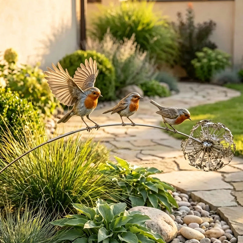 Tuteur de Jardin Rouge-Gorge – Décoration Poétique pour Massifs, Terrasse et Coin Souvenir