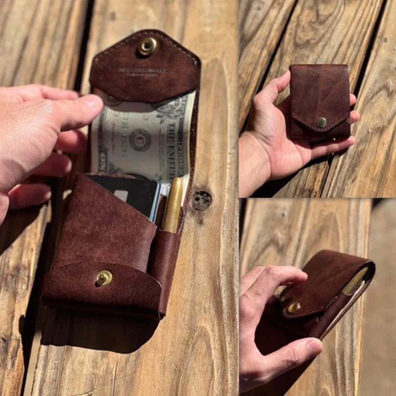 Portefeuille vintage en cuir fait main