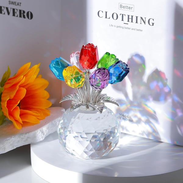 🌈✨ Vase prisme en cristal à fleurs ✨🌈