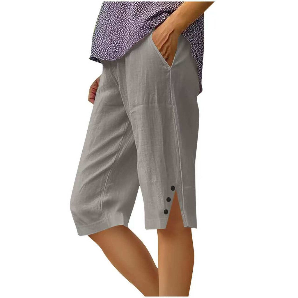 👖Pantalon Corsaire Femme Léger avec Poches