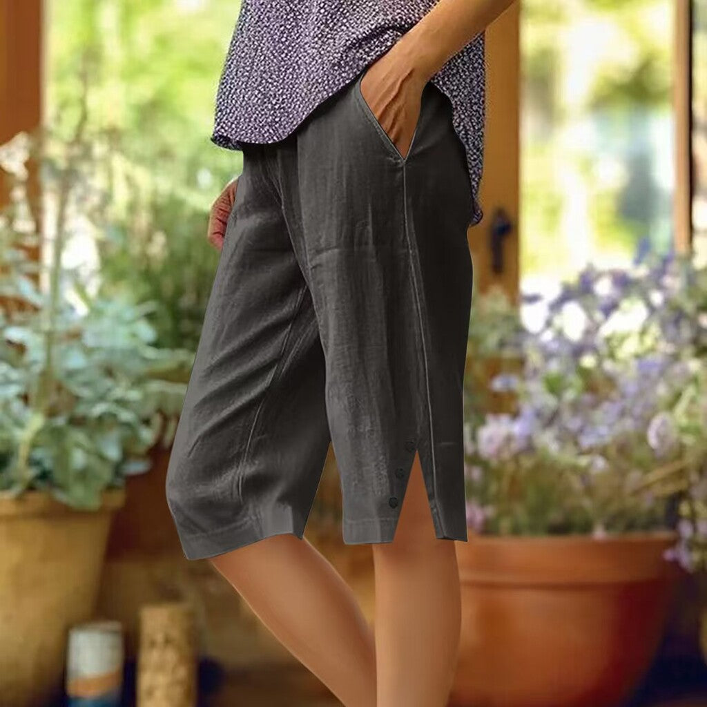 👖Pantalon Corsaire Femme Léger avec Poches