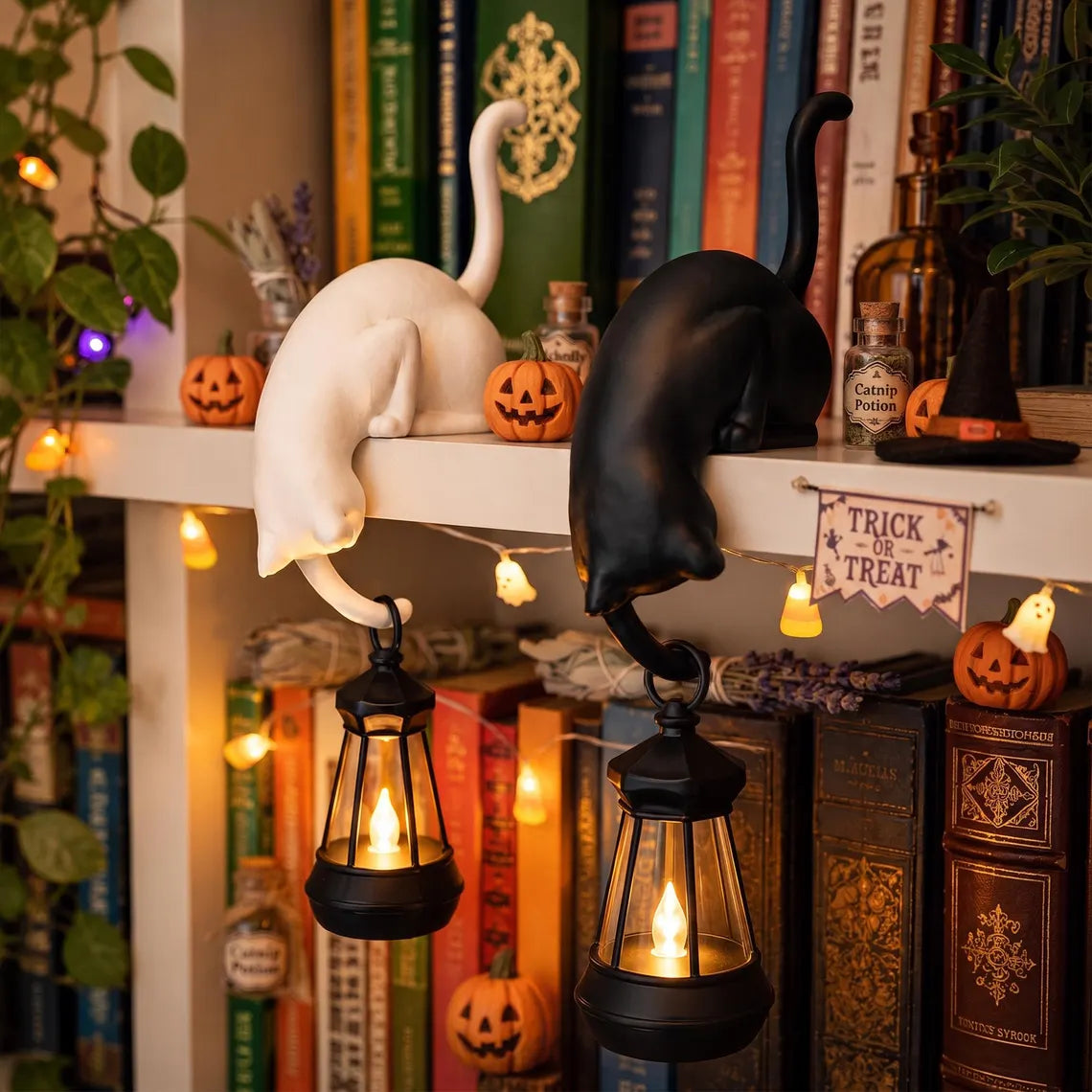 🐱 Chat Porte-Lanterne LED – Une Décoration Magique et Chaleureuse Pour Votre Maison