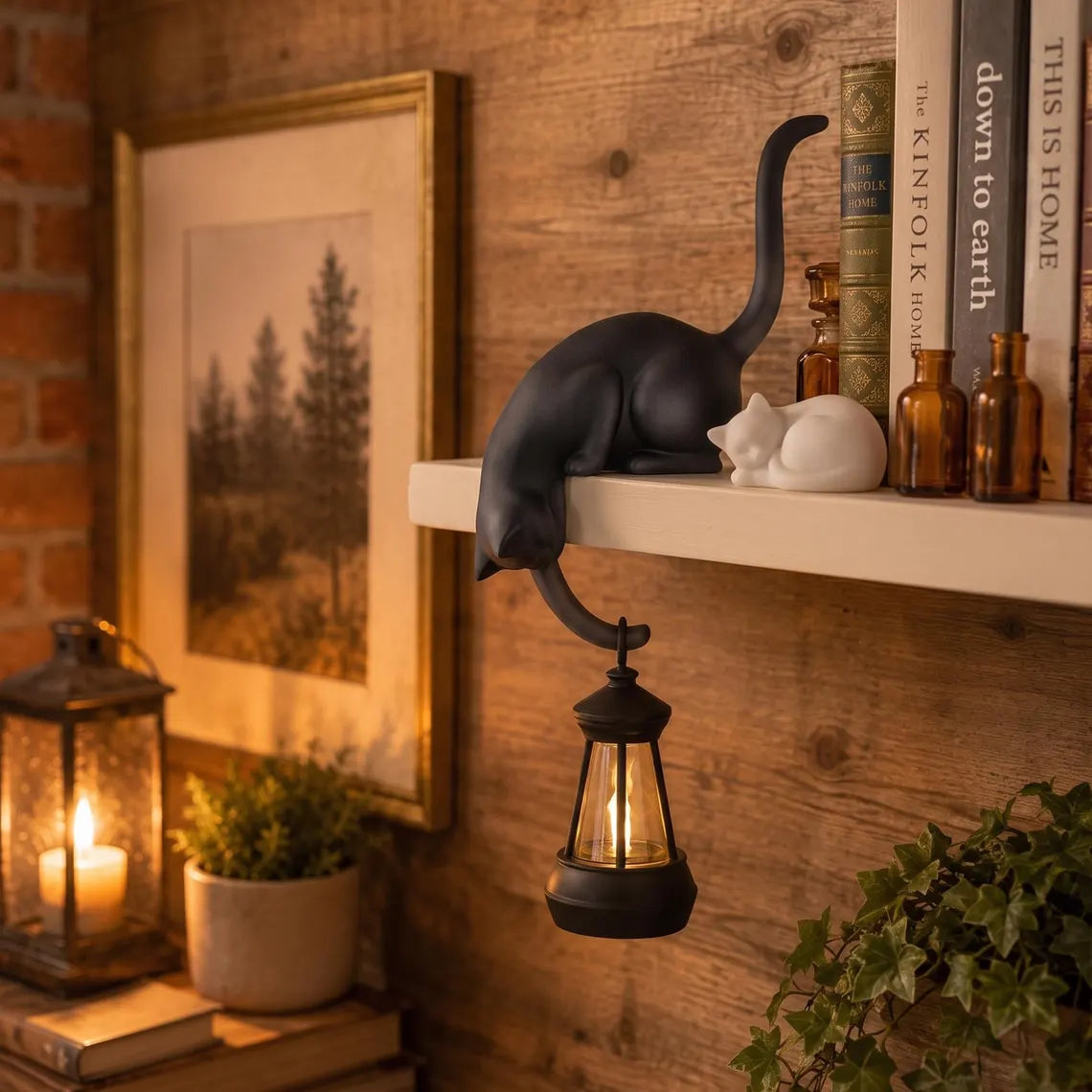 🐱 Chat Porte-Lanterne LED – Une Décoration Magique et Chaleureuse Pour Votre Maison