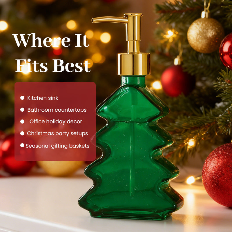 🎄 Distributeur de savon en verre en forme de sapin de Noël