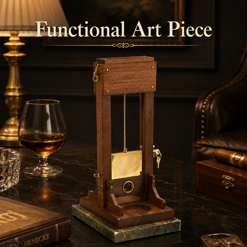 Accessoire de Bureau Guillotine Vintage – Pièce Décorative en Bois & Métal avec Plateau Intégré
