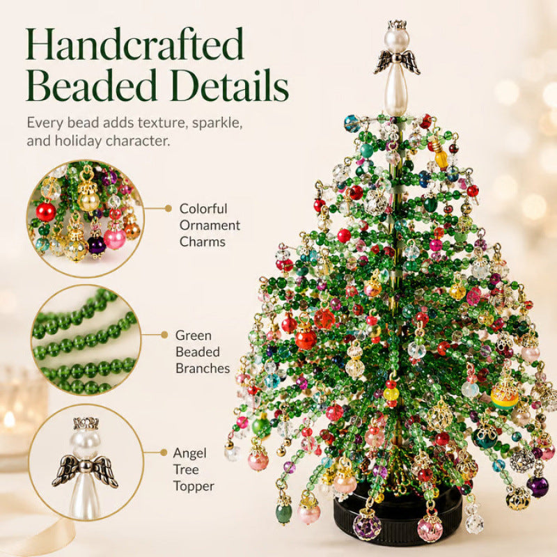 🎄Kit DIY Mini Sapin de Noël Perlé – Décoration Festive à Faire Soi-Même pour Table, Étagère & Cadeau de Noël