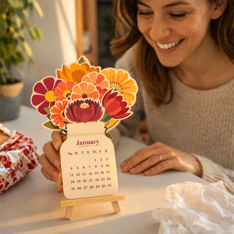 Calendrier de bureau floral 2026