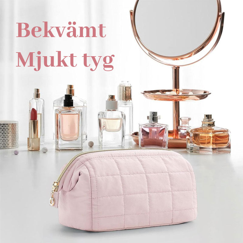 👜☁️ Mjukt & Portabelt Quiltat Sminkfodral i Bomull