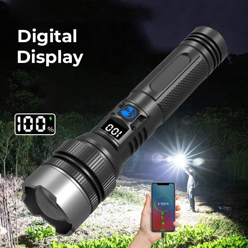 🔦 LED Vit Laserficklampa – Kraftfull Uppladdningsbar Arbets- och Utomhuslampa