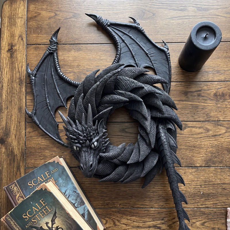 Couronne Dragon Fantasy – Décoration Murale et de Porte au Style Gothique et Mystique