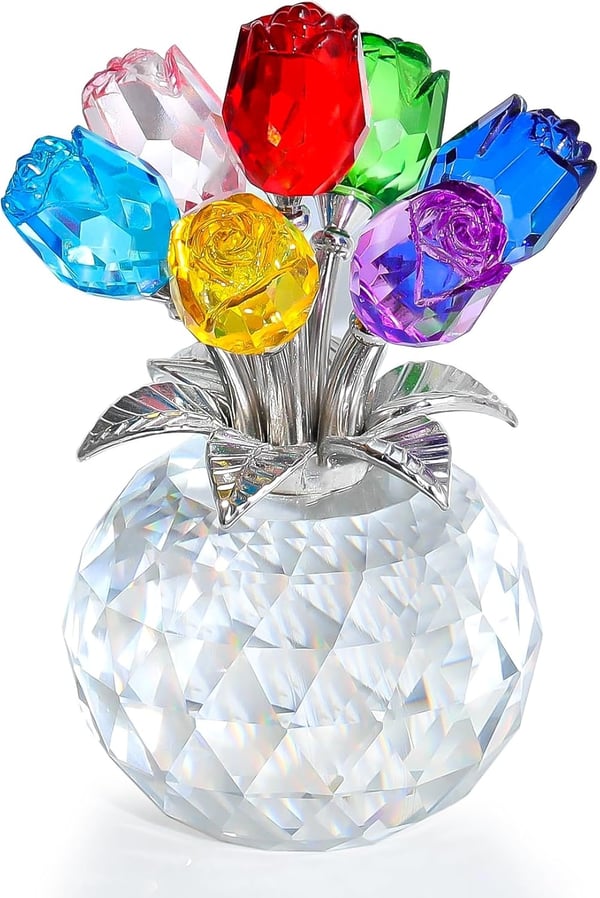 🌈✨ Vase prisme en cristal à fleurs ✨🌈