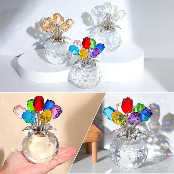🌈✨ Vase prisme en cristal à fleurs ✨🌈