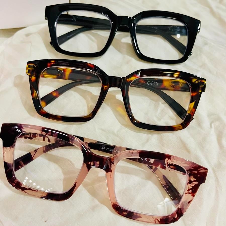 👓Lot de 3 lunettes de lecture écaille de tortue – Lunettes de lecture carrées surdimensionnées qui bloquent la lumière bleue