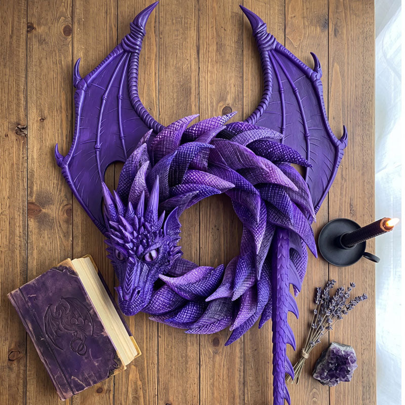 Couronne Dragon Fantasy – Décoration Murale et de Porte au Style Gothique et Mystique