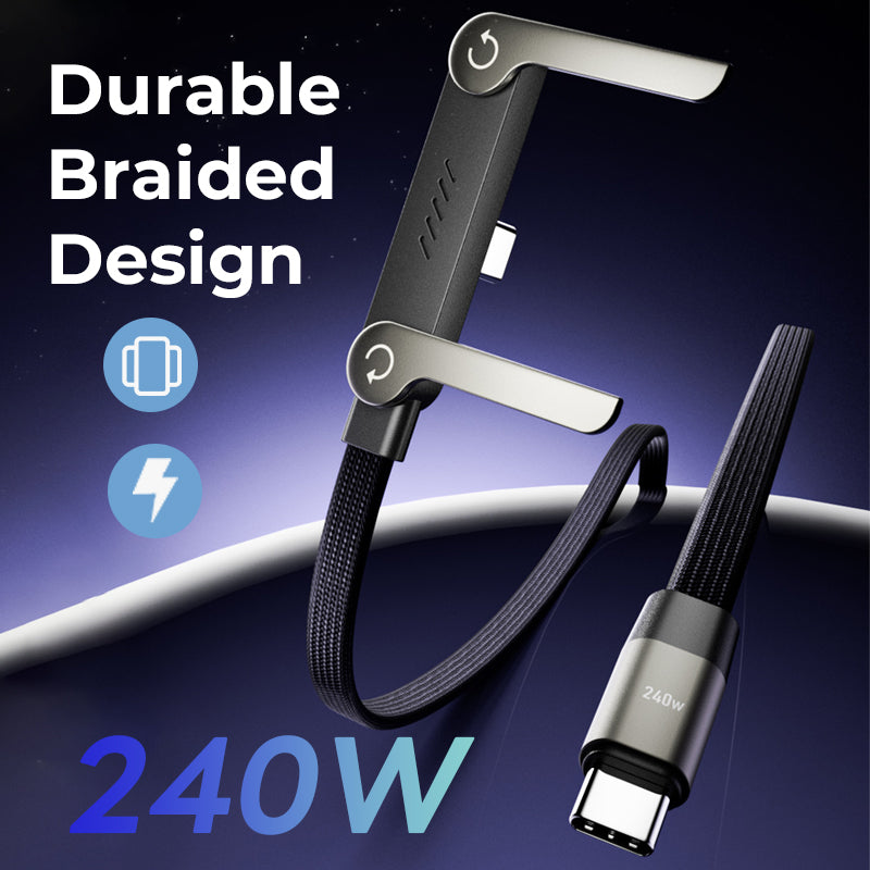 ⚡Câble de charge invisible 2 en 1 – Câble de charge rapide 240 W avec support de téléphone intégré