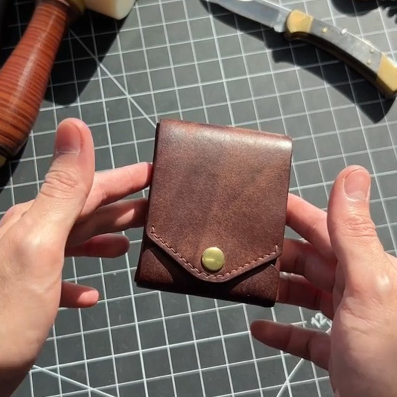 Portefeuille vintage en cuir fait main