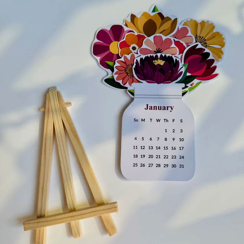 Calendrier de bureau floral 2026
