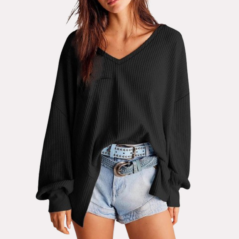 👚 Waffelmönstrad Stickad Tröja för Damer