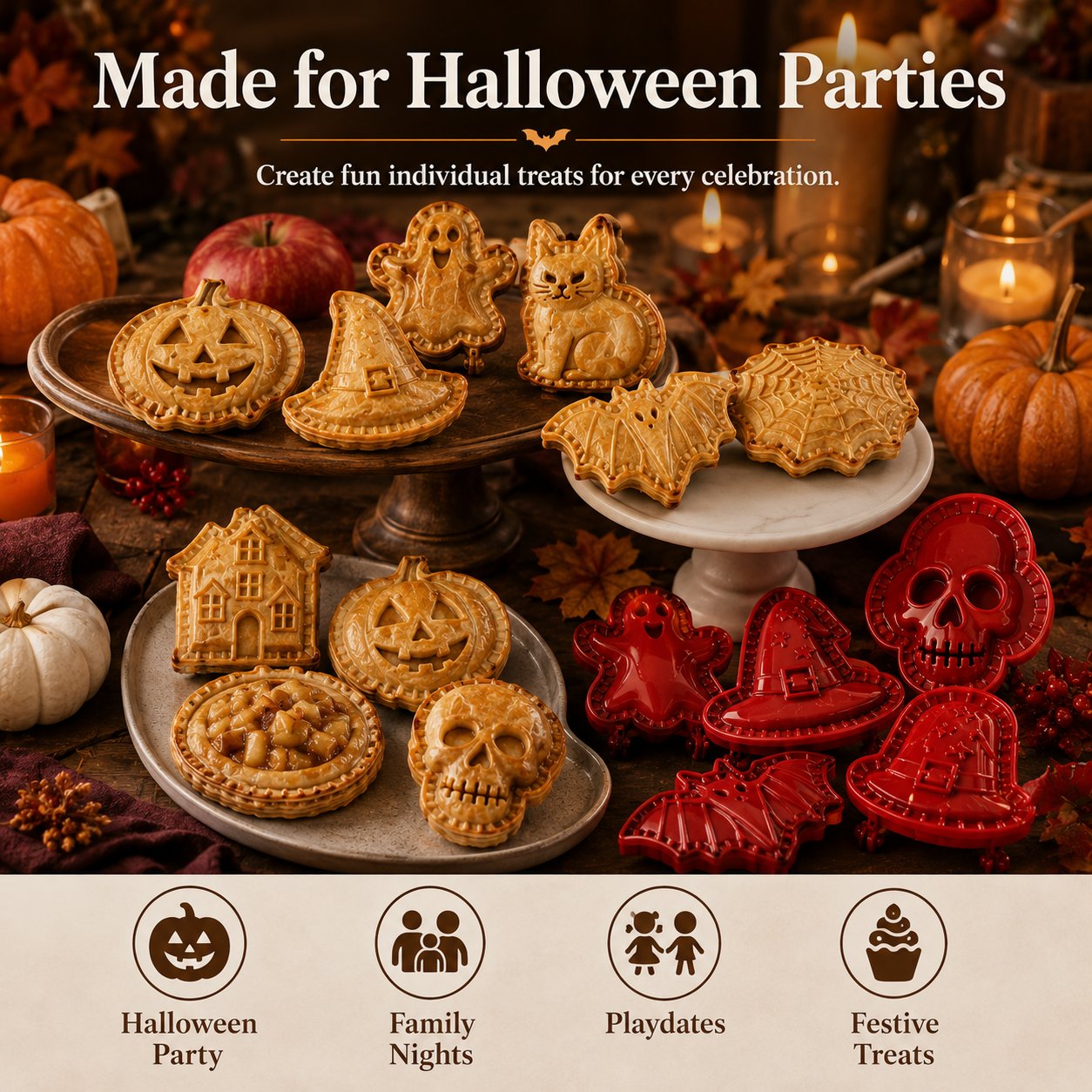 🎃 Moules à Mini Tourtes Halloween – 8 Motifs Festifs