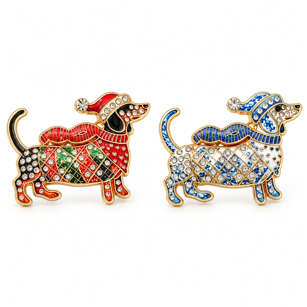 Broche Teckel de Noël – Bijou Festif pour Amoureux des Teckels