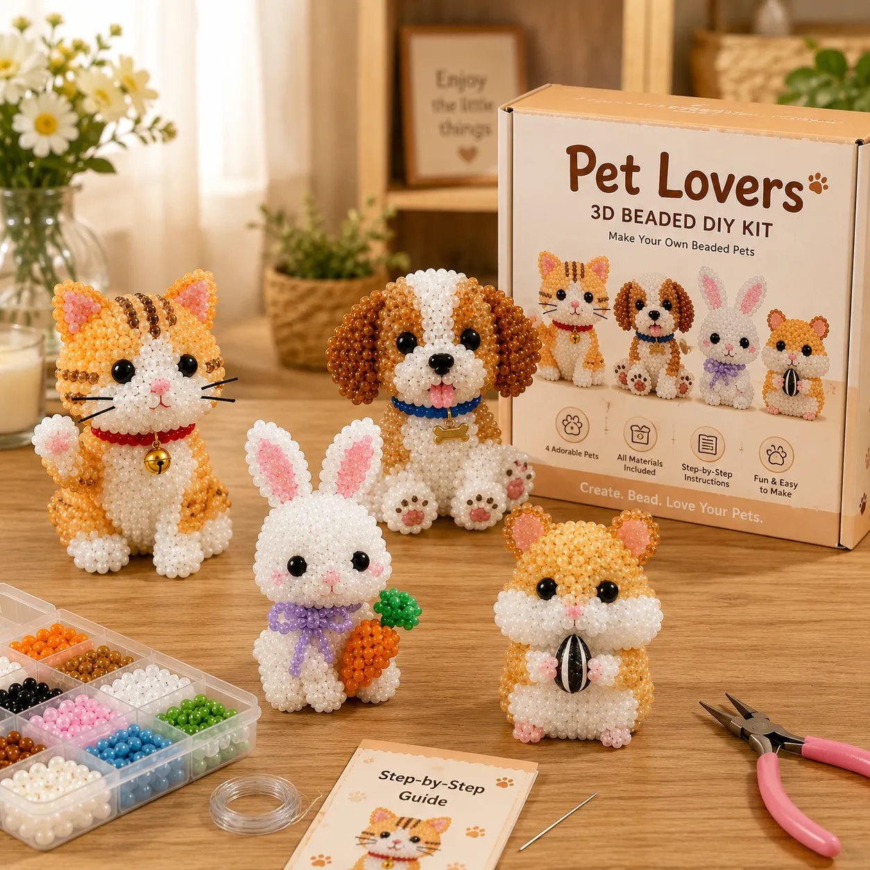 🧵✨ Kit DIY Animaux en Perles 3D – Loisir Créatif & Cadeau Fait Main