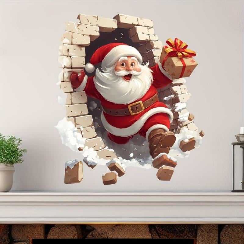 🎄3D-Wanddurchbrechender Weihnachtsmann-Aufkleber🎅