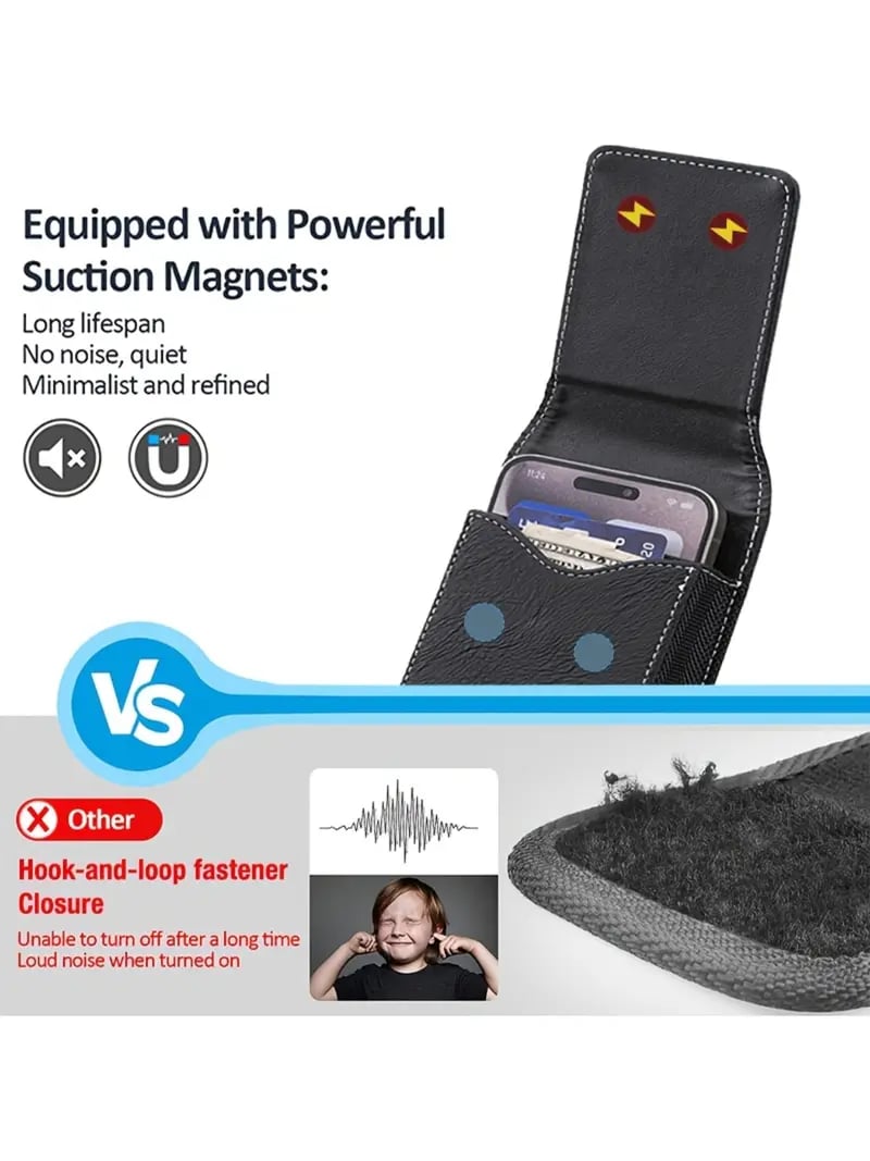 Étui de Téléphone à Ceinture Magnétique – Clip Sécurisé & Porte-Cartes