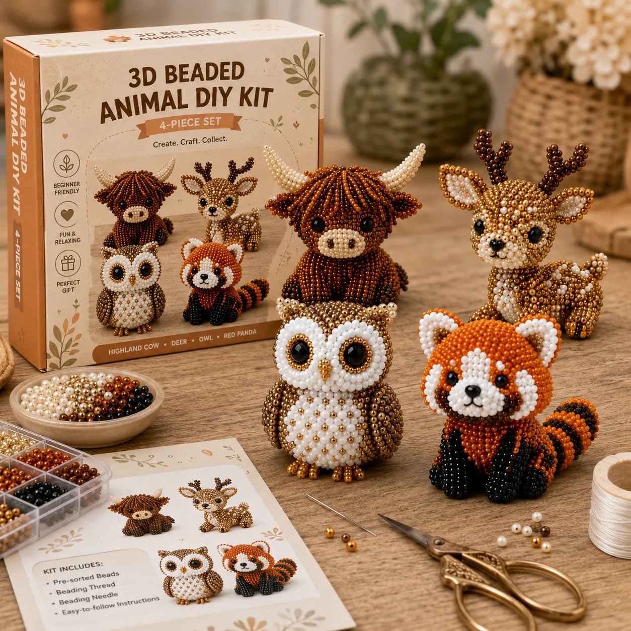 🧵✨ Kit DIY Animaux en Perles 3D – Loisir Créatif & Cadeau Fait Main
