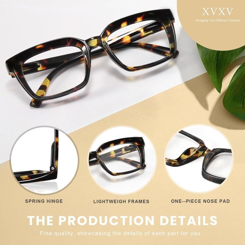 👓Lot de 3 lunettes de lecture écaille de tortue – Lunettes de lecture carrées surdimensionnées qui bloquent la lumière bleue