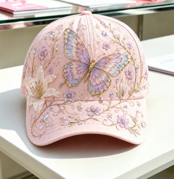 🧢🌼Casquette Garden Morning Brodée – Style Floral & Nature avec Détail Abeille